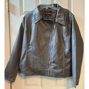 White Mark Gray Faux Leather Women’s Biker Jacket Gray Size 2X NEW With Tags